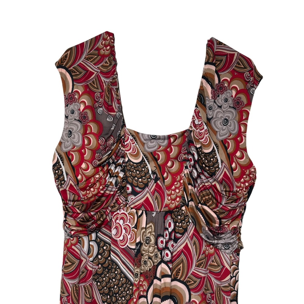 Baby Phat Mini Dress 2X Red Paisley Beaded Ruched Y2K Boho McBling Plus Size - Picture 2 of 8